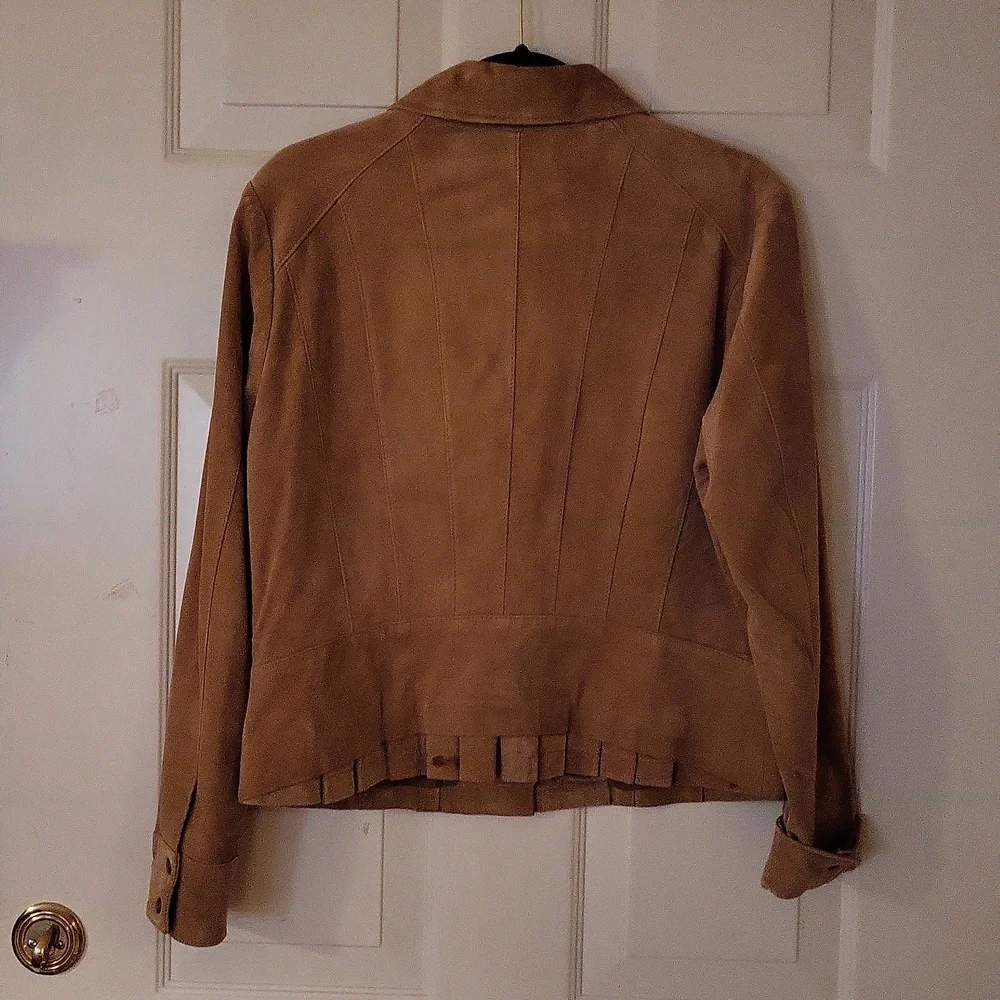 Coldwater Creek REAL soft suede like jacket with ruffle in Back